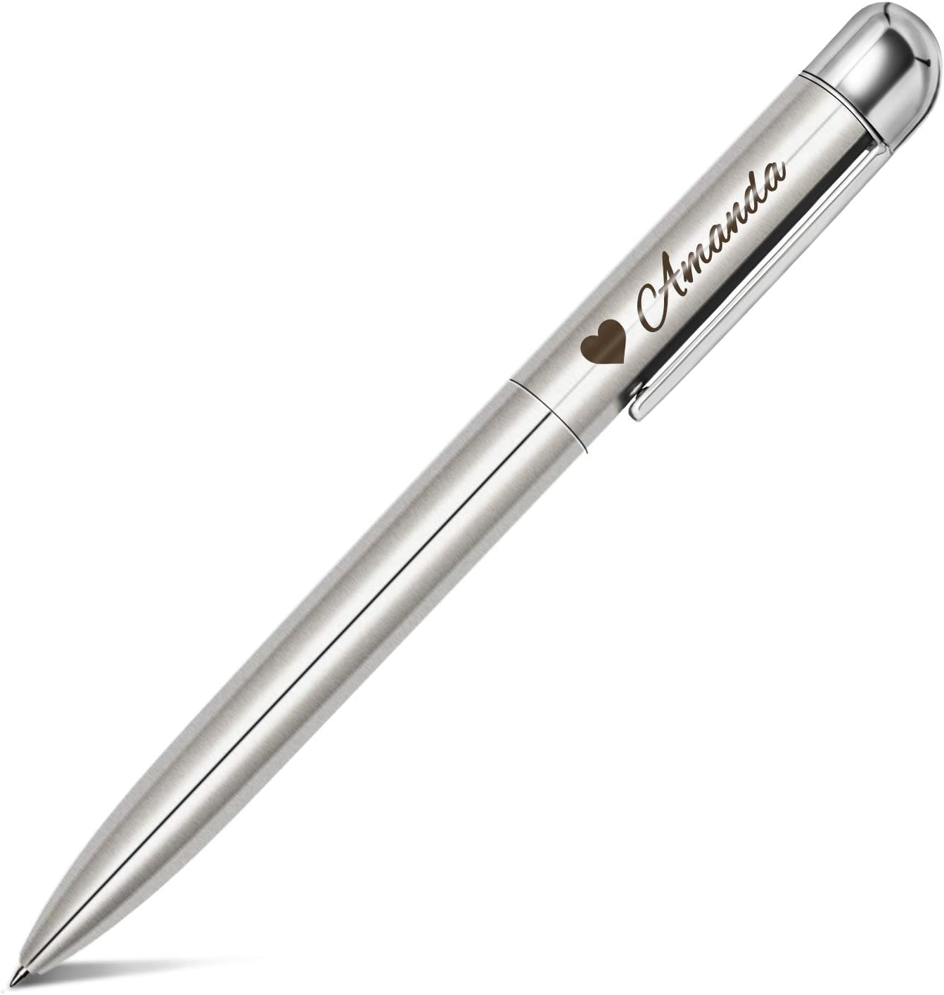 Personalised Engraved Silver Ballpoint Pen Stainless Steel (Silver