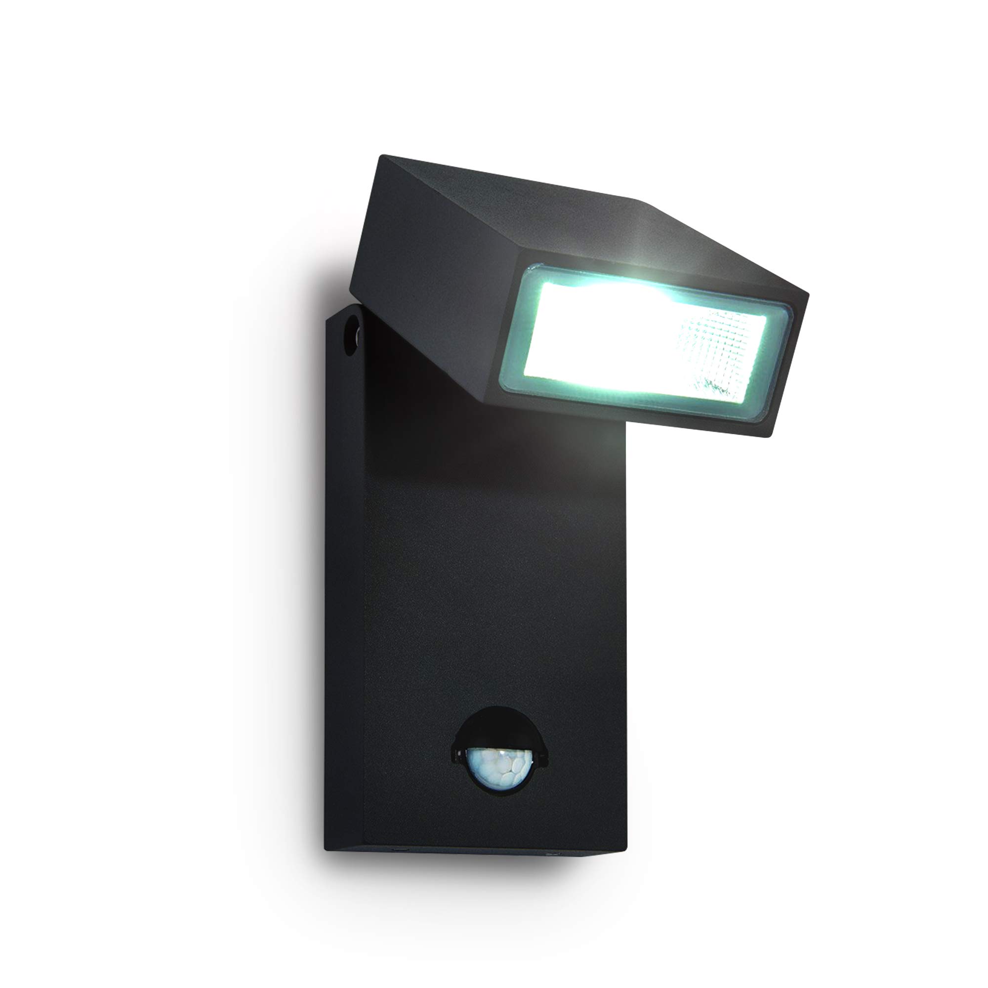 MORTI Outdoor Lights Mains Powered - Adjustable Head Outdoor Wall Light - LED Security Lights with Motion Sensor - IP44 Rated Outside Wall Light - Dark Matt Anthracite Finish, 4000K Cool White Colour