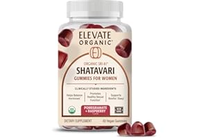 ELEVATE ORGANIC SRI-81™ Shatavari Vegan Gummies for Women, Asparagus racemosus Root Extract with Acti Veda™, Pomegranate and Raspberry (30 Servings)