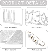 Moitkptt 13th Birthday Tiara Sash Silver Happy Birthday Crown Girls Gift view 4