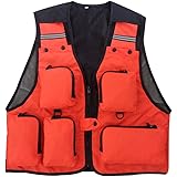 Multifunctional Outdoor Fishing Vest Waistcoat Photographer Vest ORANGE, XXL