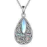 Filigree Moonstone Necklace 925 Sterling Silver Bohemian Irish Celtic Necklace Abalone Shell Filigree Jewelry Gifts For Women