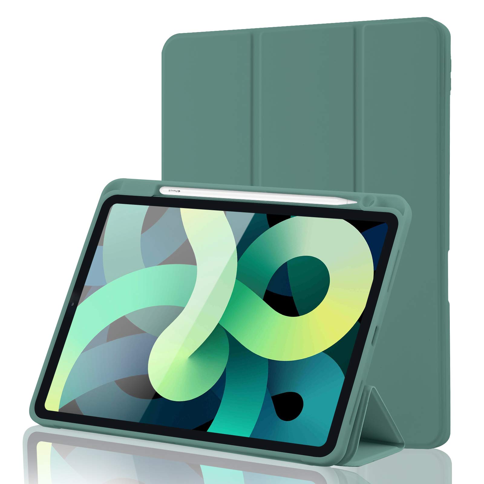 Case for iPad Air 11 Inch M4 2026 8th Gen/M3 2025/M2 2024, iPad Air 5th/4th Gen 10.9 Inch 2022/2020 Slim Stand Cover with Pencil Holder, Supports Apple Pencil Charging, Auto Wake/Sleep - Pine Green