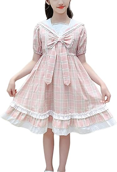 Amazon Youyouok 子供服 女の子 ワンピース 夏服 半袖 プリンセスドレス 学院風 チェック柄のスカート 大きな蝶 Aラインスカート おしゃれで 可愛い ワンピース チュニック 通販
