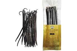 ESSENCE FOOD & BEVERAGE 25 Vanilla Beans Grade B for Making Vanilla Extract, Premium Extract Grade 5-6 inches, Perfect for Homemade, baking and cooking (25 Beans)