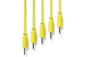 ExcelValley - 5-Pack - Mono Modular Patch Cables - TS 3.5mm 1/8" Eurorack Synthesizer [Yellow | 150 cm - 59.06"]