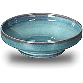 STE-CER Ceramic Fruit Bowl for Kitchen Counter,Decorative Pedestal Bowl for Table Countertop,Large Footed Serving Bowl,10.2 Inch (Blue)