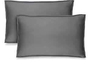 Bare Home Standard Pillow Sham Covers - Set of 2 - Premium 1800 Ultra-Soft Microfiber - Double Brushed - Stain & Fade Resistant - Bed Pillow Shams - Pillows Not Included (Set of 2, Grey)