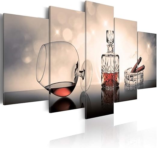 Amazon Com Wine And Cigar Canvas Prints Wall Art Glass Picture 5pcs Artwork Painting Decor Home Office Decoration Ready To Hang Framed Fs30 Small W40 X H20 Posters Prints