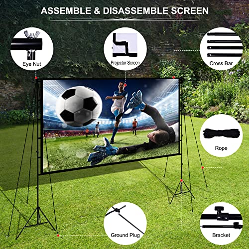 Large 120 Inch Portable Projector Screen with Stand, Assemblable and