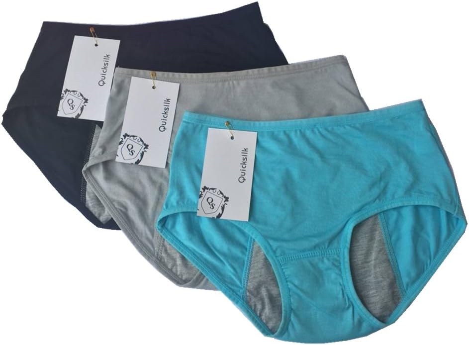Quicksilk Women Menstrual Period Brief Bamboo Viscose Fiber Panties Multi Pack