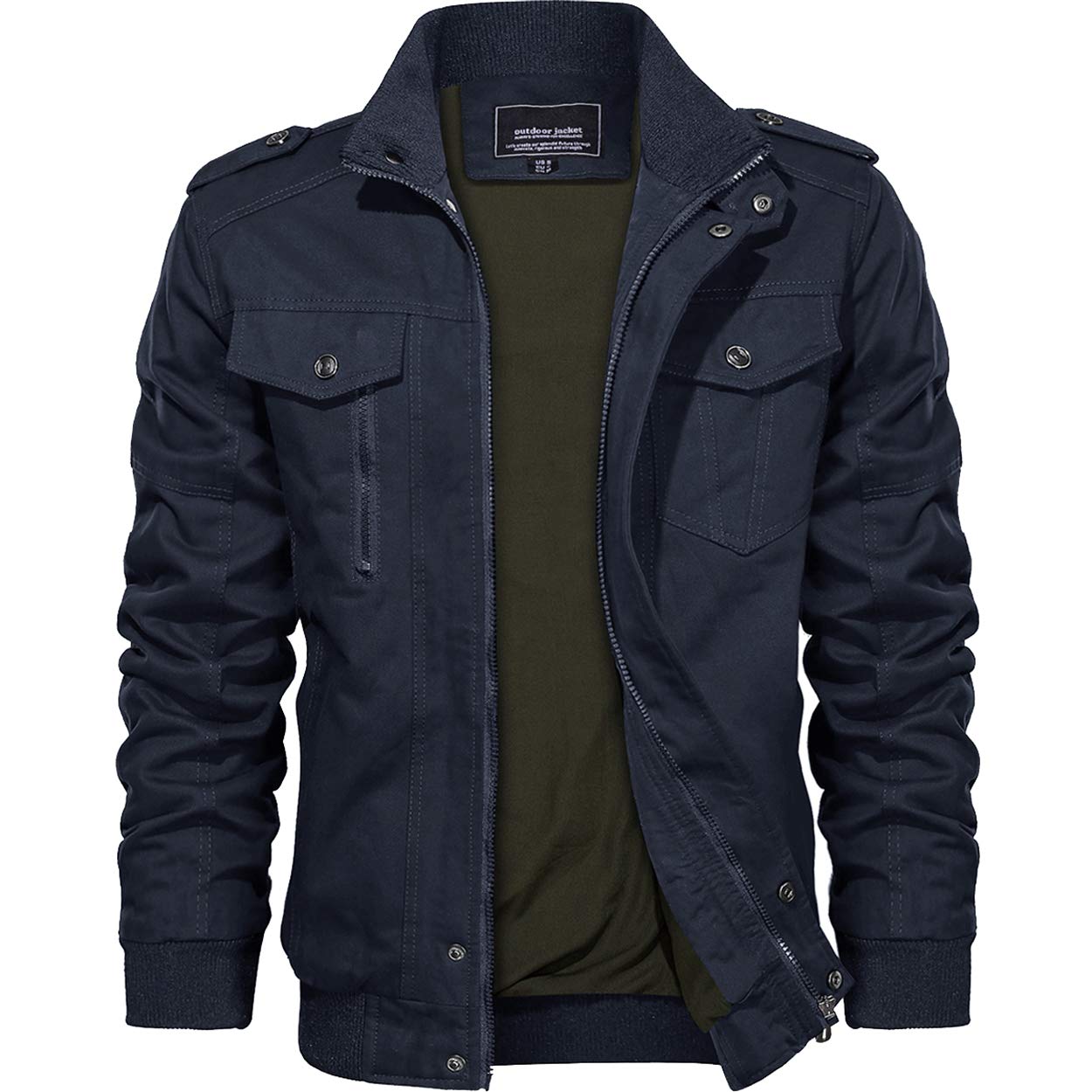 KEFITEVD Cargo Jacket Men Bomber Military Coat Casual Cotton Smart Mens Jacket
