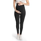 WELL&JUST Maternity Leggings Over The Belly - Ultra Soft Pregnancy Active Wear for Workout Casual, High Waist Yoga Tights