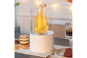 NEWIMAGE 6.5" D Tabletop Fire Bowl, Tabletop Fireplace Fire Pit, Clean-Burning Bio Ethanol Ventless Fireplace for Indoor Outdoor(Matte White)