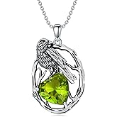 LONAGO Raven Necklace 925 Sterling Silver Crow Raven with Birthstone Pendant Necklace for Women