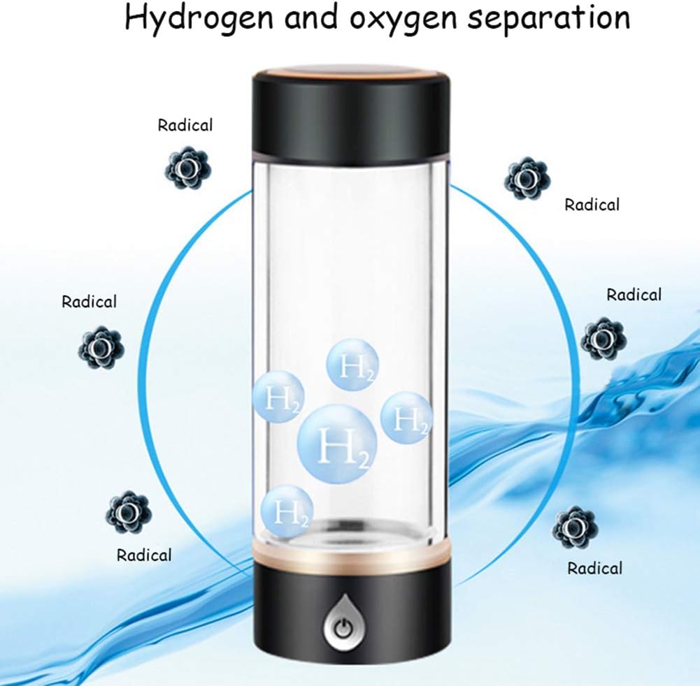 Portable hydrogen water bottle, hydrogen-rich water cup glass bottle hydrogen water bottle generator SPE and PEM hydrogen water generator: Home & Kitchen