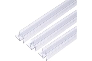uxcell Shower Door Bottom Seal, Shower Door Sweep for 3/8" Thick Glass 47" Long (15.7" x 3 Pcs), 5 Section Segmented Frameless Glass Door Seal Strip with Double Drip, Clear