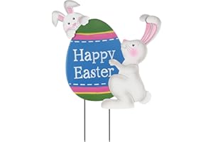 hogardeck Easter Decorations Outdoor, Easter Egg Bunny Decorative Garden Stakes for Easter Decor, Happy Easter Metal Yard Sign for Home Spring Outside Garden Front Porch Lawn Backyard Decorations
