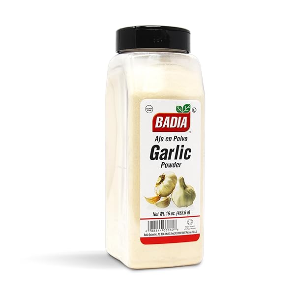 BADIA GARLIC POWDER, 16 OZ – PREMIUM GARLIC POWDER FOR COOKING, SEASONING & SPICE BLENDS, FRESHLY GROUND AND FLAVORFUL