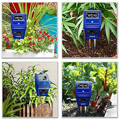 image for Sonkir Soil pH Meter, MS06 3-in-1 Soil Moisture/Light/pH Tester Garden