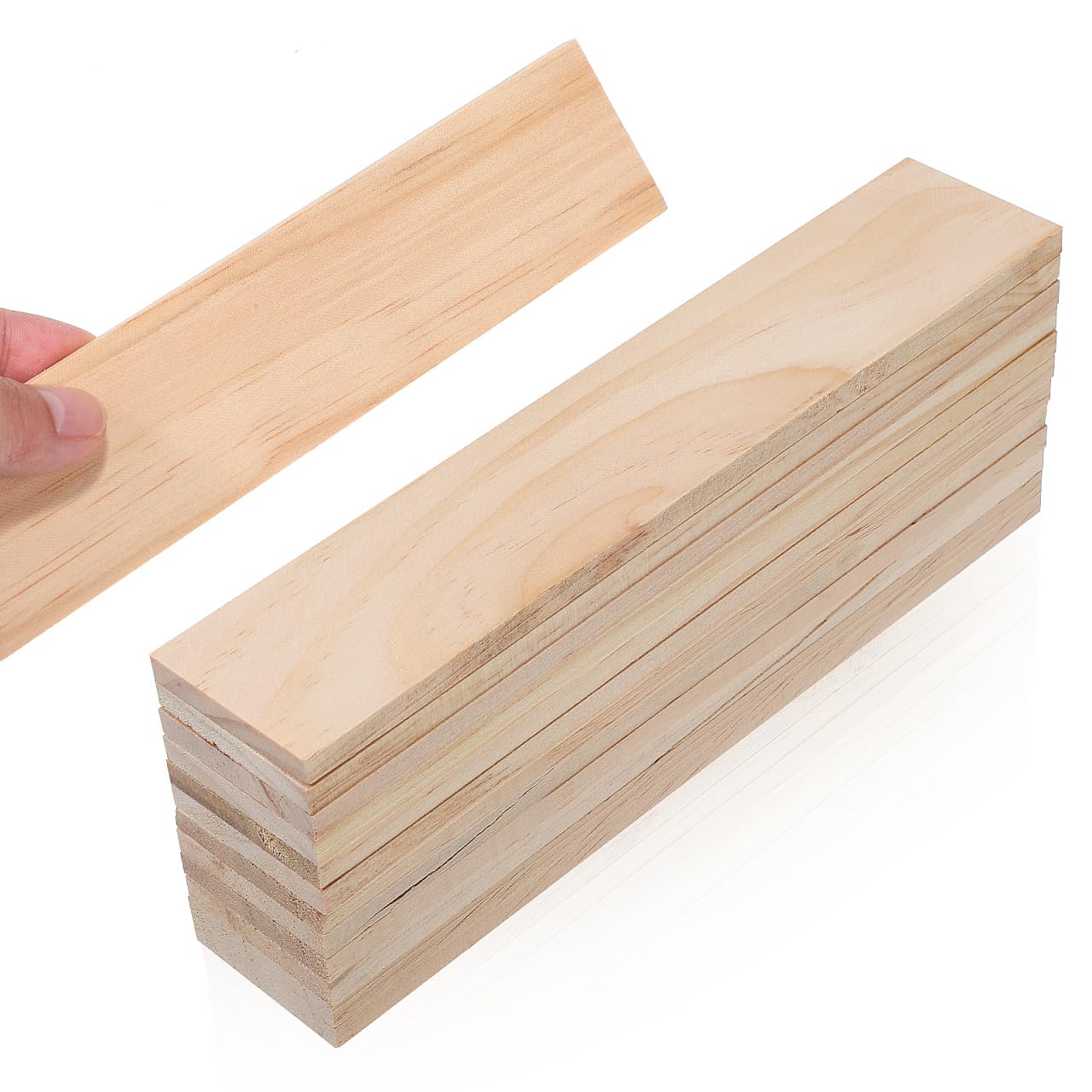 Gatuida 12 Pack Pine Wood Sheets 200x40x6mm Unfinished Plywood Boards Solid Wood Plank for Crafts Model Painting Engraving Stenciling Natural Wooden Strip Board for DIY Arts Home Decor School