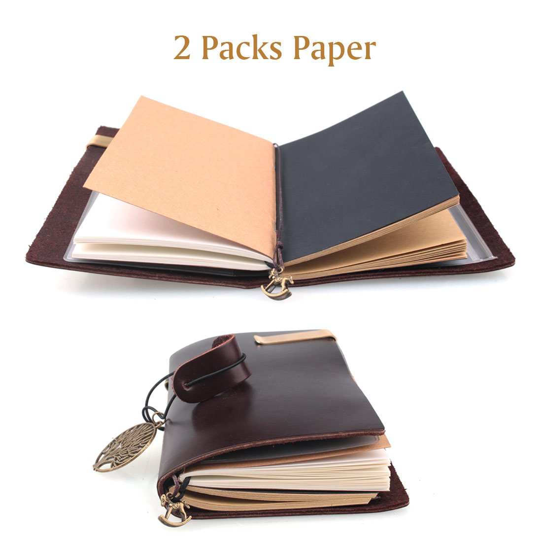 AYOUYA Leather Journal Writing Notebook Made of Classic Genuine Leather, Writing Journal Diary, Leather Bound Journal 7 x 4 x 0.7 Inches with Mini Pencil Case 6 x 1.5 Inches, Brown