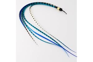 True Blue Remix 6"-12" Feathers for Hair Extension Includes 2 Silicon Micro Beads.