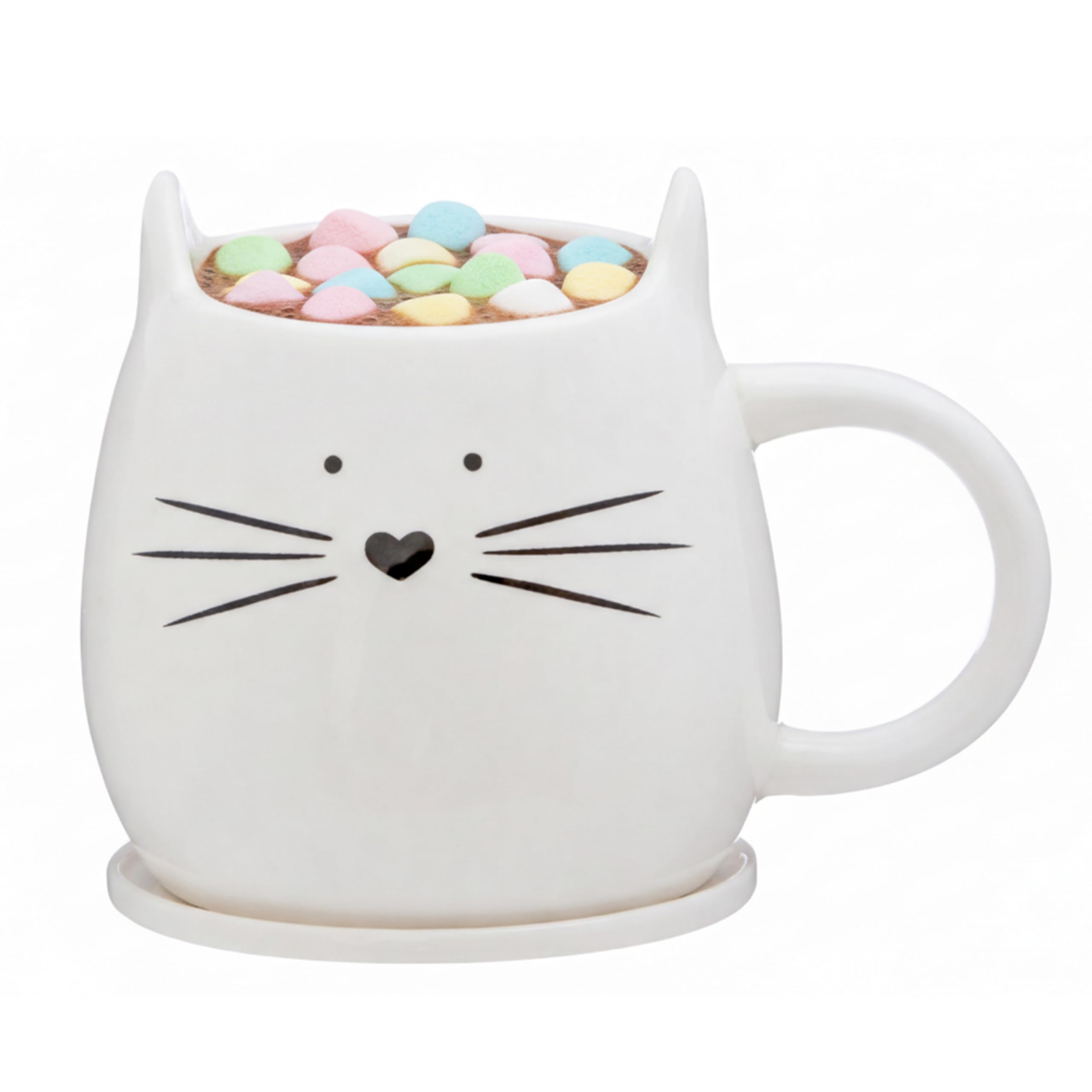 Premier Housewares Elegant Design Cat Mug And Coaster | Versatile Small Milk Mug For Bedroom | Dishwasher Safe Coffee Mug For Livingroom | Comfortable Grip Tea Mug For Kids