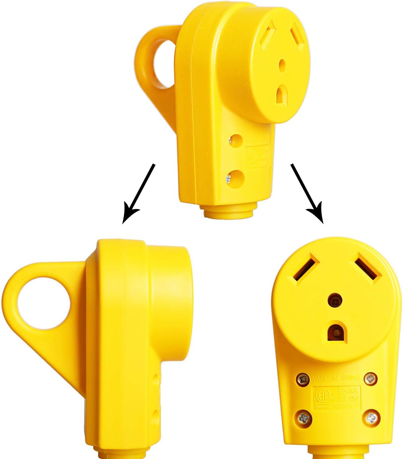 EPICORD Heavy Duty RV 30 AMP PowerGrip Female Replacement Power Assembly TT-30P Plug- Durable and Safer Plug with an Easier Grip
