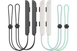 KOOWOD Wrist Strap for Switch Joycon – 1 Pair Lanyard Replacement Parts Accessories Caps for Joy Con Controller (Black and White)