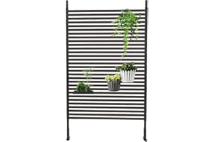 SIPPYSSY Metal Privacy Screen with Stand 4 ft W x 6 ft H,Outdoor Freestanding Privacy Screen and Panels for Outside Garden Backyard (43.5'' W x 71'' H)