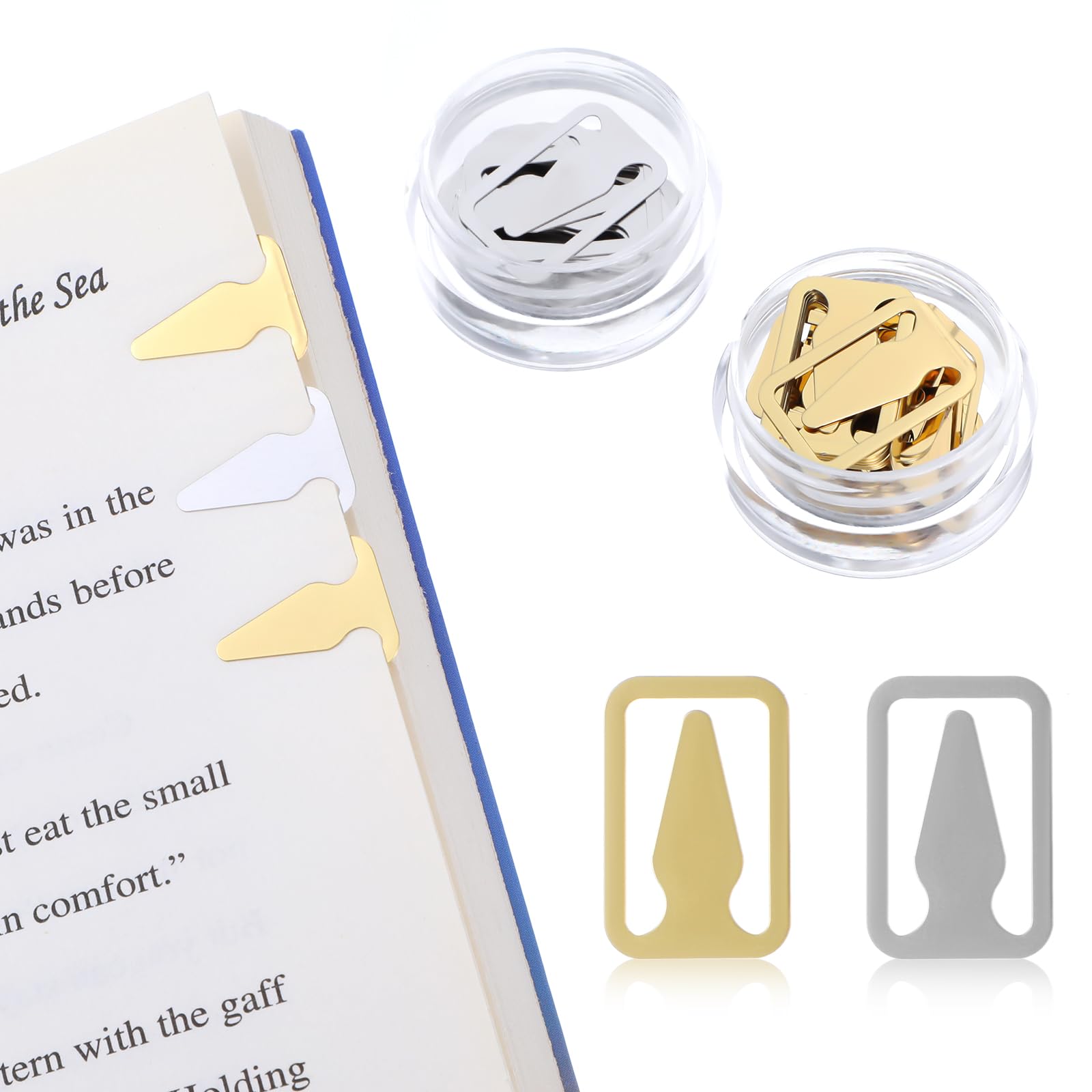 100Pcs Book Line Markers, Gold/Silver Metal Bookmarks Tin Mixed Metals Book Page Markers Book Marker Clips Book Annotation Supplies for Teachers, Students, Readers