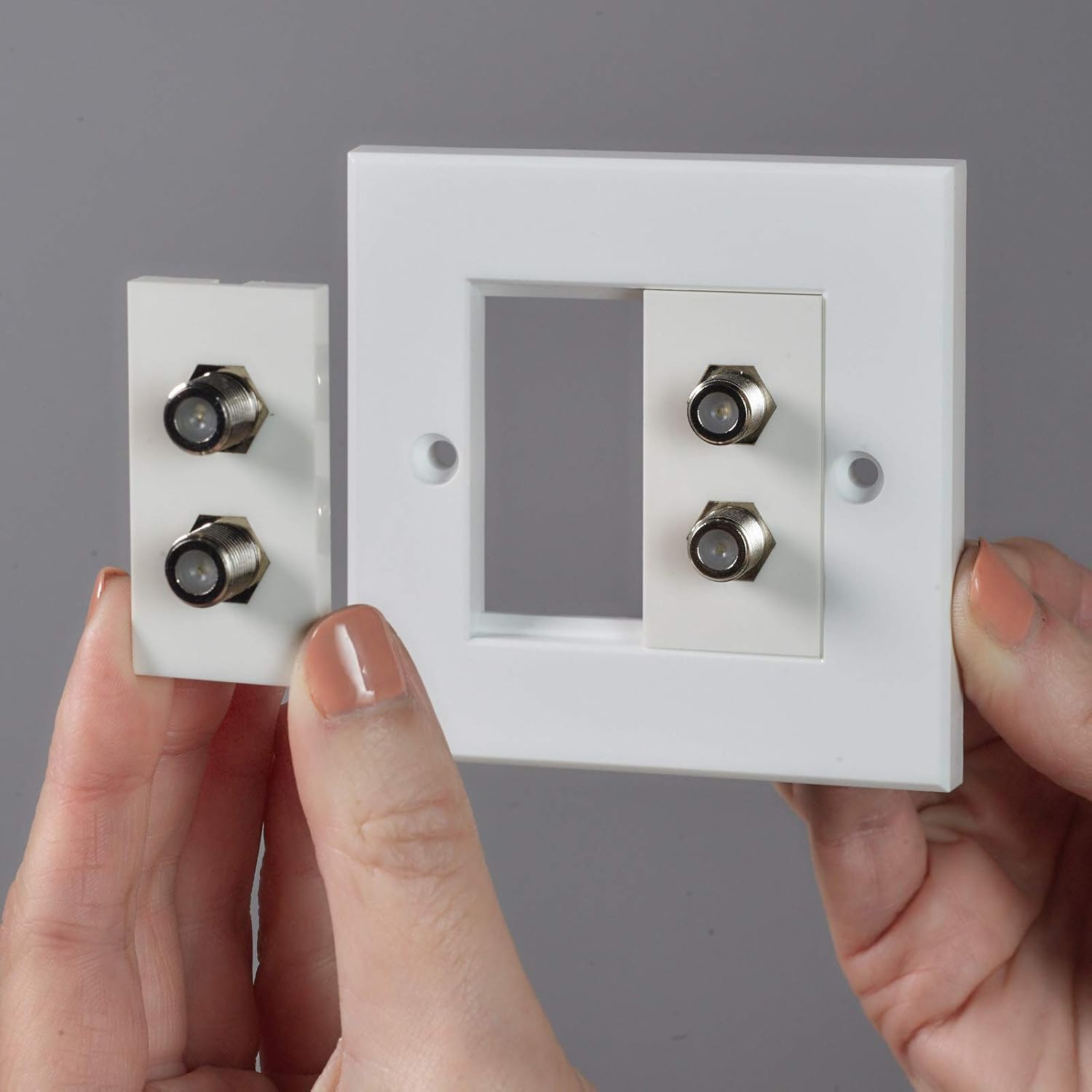 Computer Spares Silver Twin F Type (Satellite) Module - Suitable for Connecting Satellite Coaxial Cables - 25mm x 50mm Size - Image 4