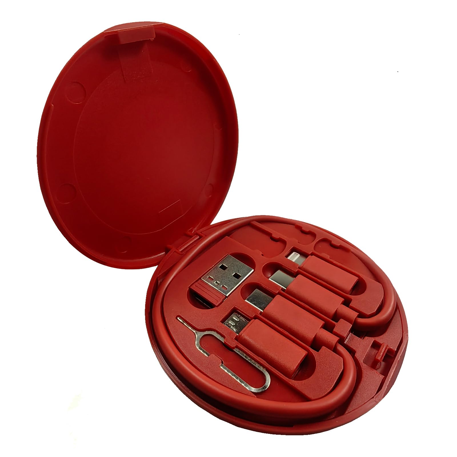 Photo 1 of ZALUJMUS Multifunctional Data Cable Storage Box Adaptor for USB-C and Micro-USB Devices Universal Data Transfer Cable (Red)