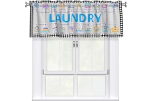 Kitchen Window Valance with Laundry Pattern 54x18 in, Window Treatment Decor Rod Pocket Short Curtain Valances for Bathroom B