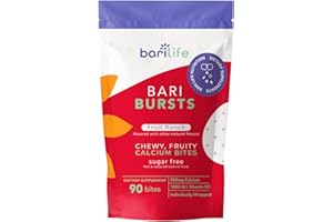 Calcium Citrate Bariatric Calcium Chews with 1000 IU Vitamin D3 - Ideal for Bariatric Patients - BariBurst by Bari Life (Fruit Punch)