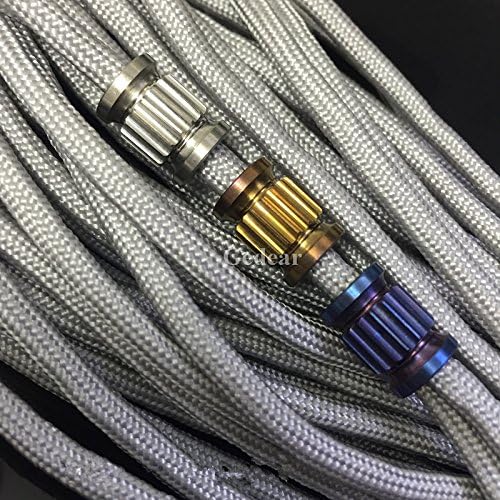 TIKING 1pc 14mm Titanium Knife Lanyard Bead Parachute Cord Bead Pendant Lanyard Ti-Color/Anodized Blue/Golden(only include one) (Golden)