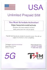 TSIM USA Travel SIM Card 5G Unlimited Data Calls Texts Prepaid 15 Day view 4