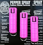 3 PACK POLICE MAGNUM OC-17 Pepper Spray 1/2oz HOT PINK Molded Keychain