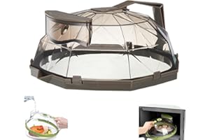 Microwave Cover for Food, Steam and Reheat Microwave Cover, Clear 2-in-1 Steamer & Splash Protector Cover with Handle and Wat
