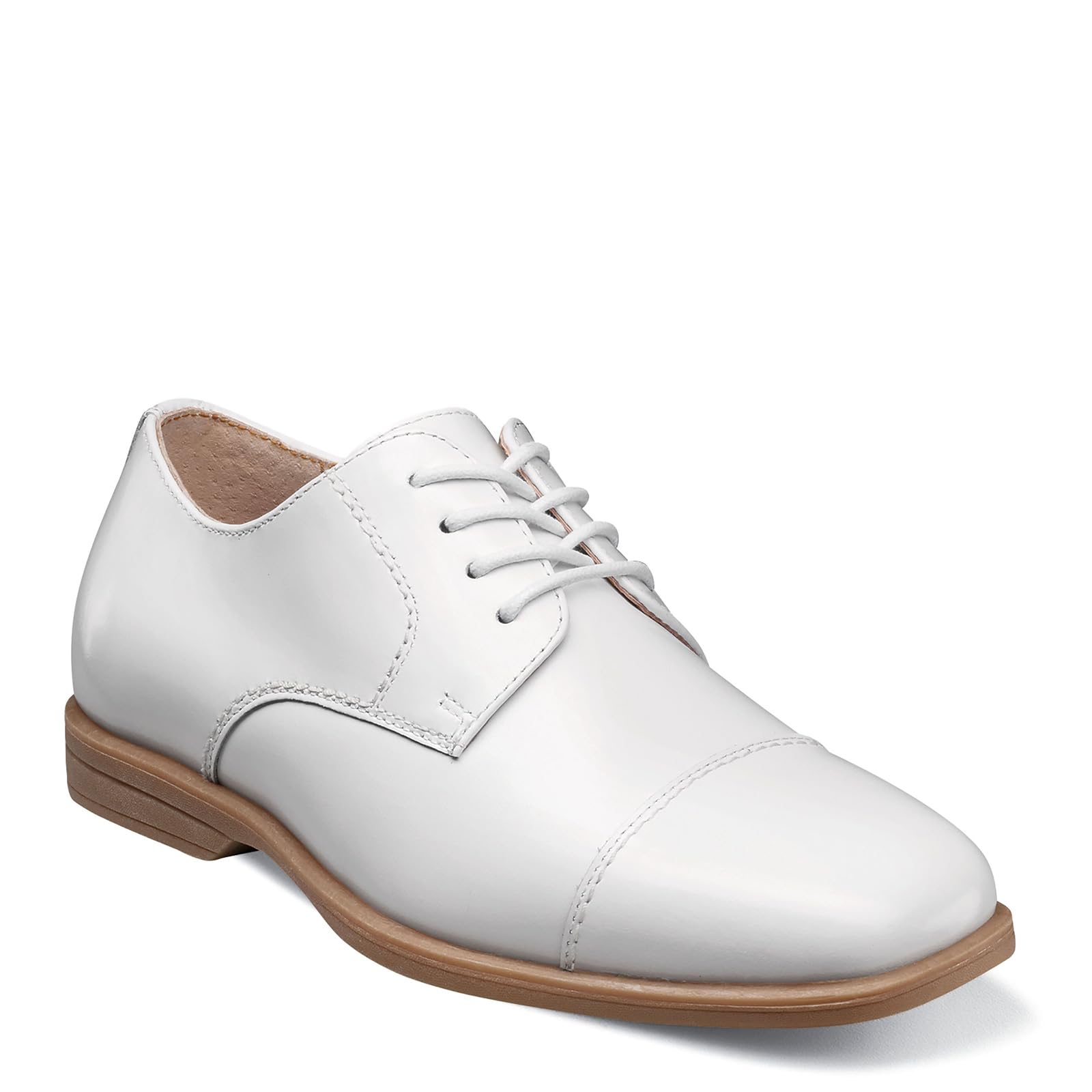 Florsheim Kids Reveal Cap Toe Ox, Jr. (Toddler/Little Kid/Big Kid) - Shoes for Kids - Leather Upper White Smooth Leather 6.5 Big Kid M Image