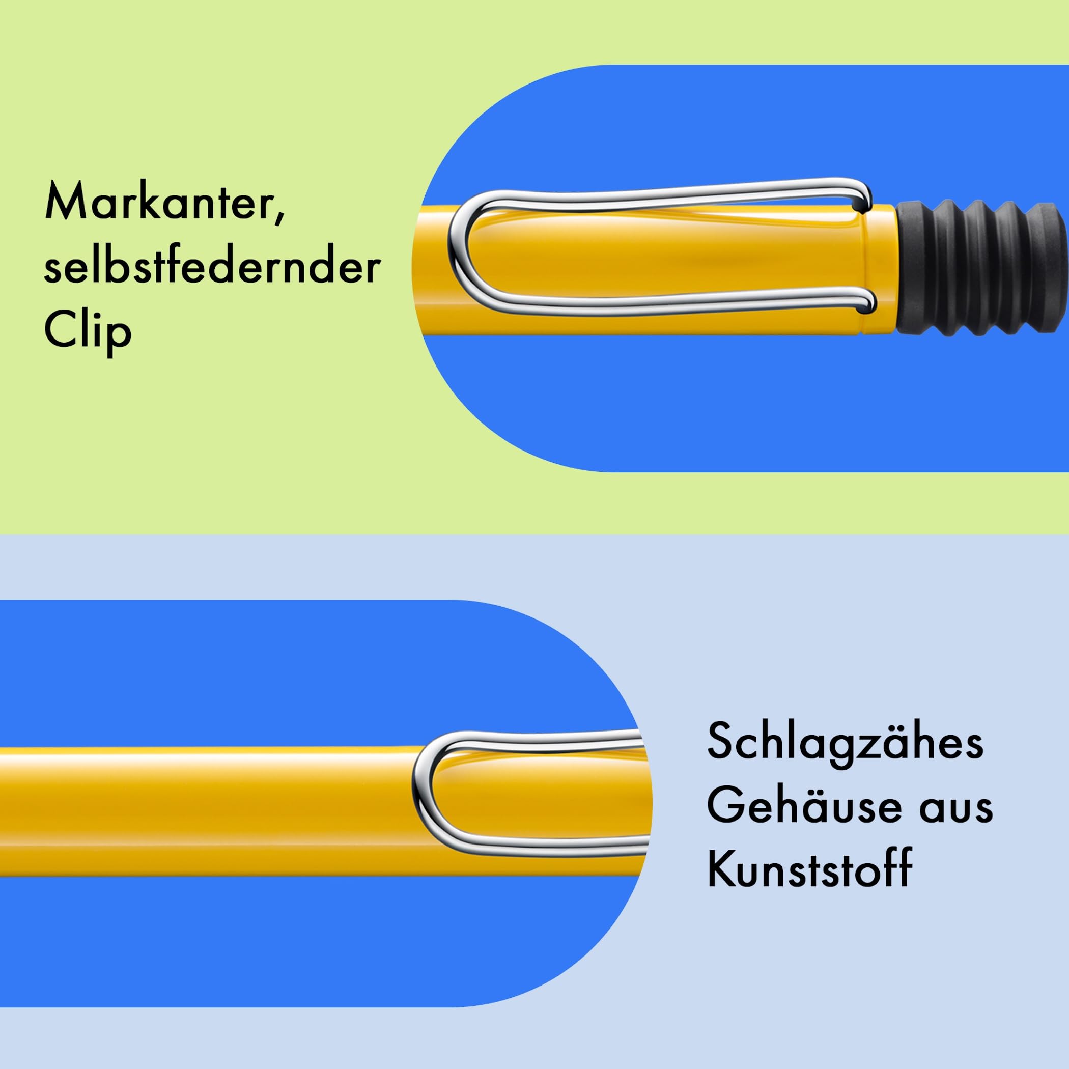 Lamy safari yellow Kugelschreiber - zeitlos klassischer Kuli mit ergonomischem Griff & robustem ASA-Kunststoff - inkl. Großraummine M 16 in Strichbreite M in blau 4