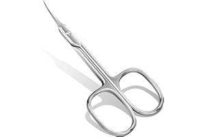 Lermende Cuticle Scissors with Curved Sharp Tip, Portable Small Scissors Professional Cuticle Cutter, Multi-Purpose Russian Manicure Cuticle Trimmer for Eyebrow, Nail, Eyelash, Beards (Silver)