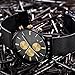 Men's Watch 1611 Stainless Steel Calender Alloy Business Formal Wrist Watches for Man (Black Gold)