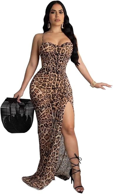 strappy backless thigh split evening dress