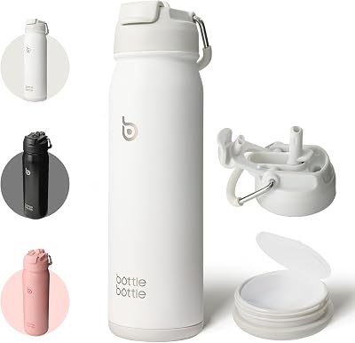 BOTTLE BOTTLE Insulated Stainless Steel Water Bottle 700ml White with Straw