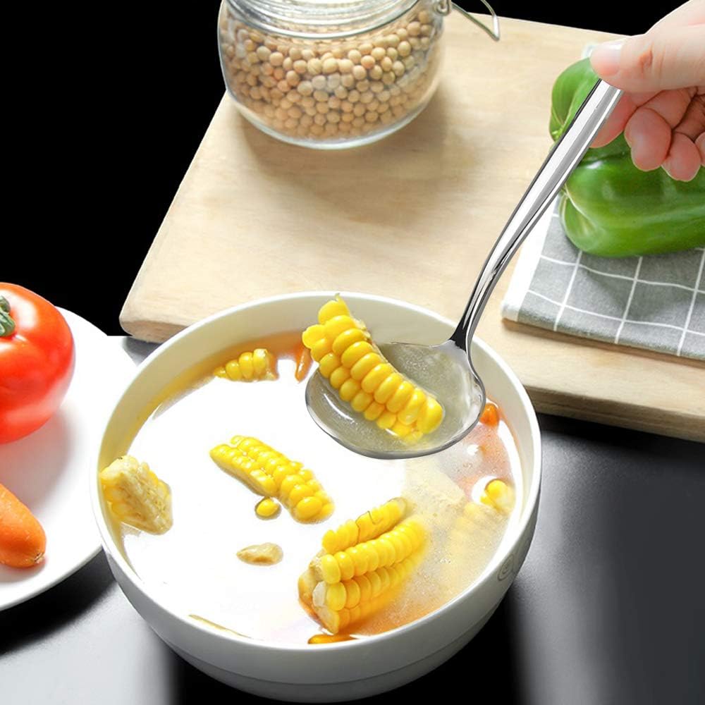 Vareone 4 Pieces Serving Spoons Set, Includes 2 Large Buffet Serving Spoons and 2 Soup Ladle Spoon Serving Ladles - Image 4