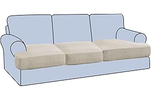 H.VERSAILTEX Stretch 3 Piece T Cushion Sofa Slipcovers Individually Sofa Cushion Covers for 3 Cushion Couch Sofa Seat Cushion Covers with Elastic Bands Featuring Thicker Jacquard Fabric, Island Fossi