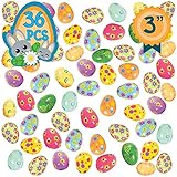 Set of 36 Plastic Easter Eggs In Assorted Patterns and Colors - Fill Them With Candy, Toys, Stuffed Animals, and Jewelry - Easy To Snap Open, but Tough To Break - Sure To Delight Guests Of Any Age
