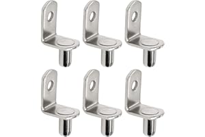 NORACLAN "50 Pcs 6mm Shelf Pins, L-Shaped Nickel Plated Shelf Support Pegs with Hole for Cabinet, Bookcase, Closet, Kitchen Furniture - Durable Metal Bracket Holders".